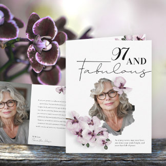97 & Fabulous Orchid Photo Birthday Greeting Card