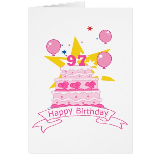 97 Year Old Birthday Cake Greeting Card | Zazzle