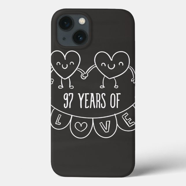 97th Anniversary Gift Chalk Hearts Case-Mate iPhone Case (Back)