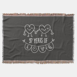 97th Anniversary Gift Chalk Hearts Throw Blanket