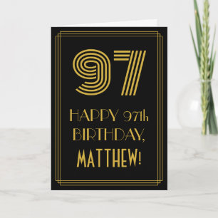 97th Birthday: Art Deco Inspired Look "97" & Name Card