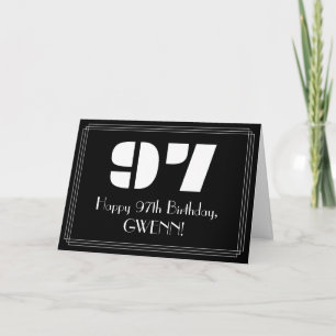 97th Birthday: Art Deco Inspired Look "97" & Name Card