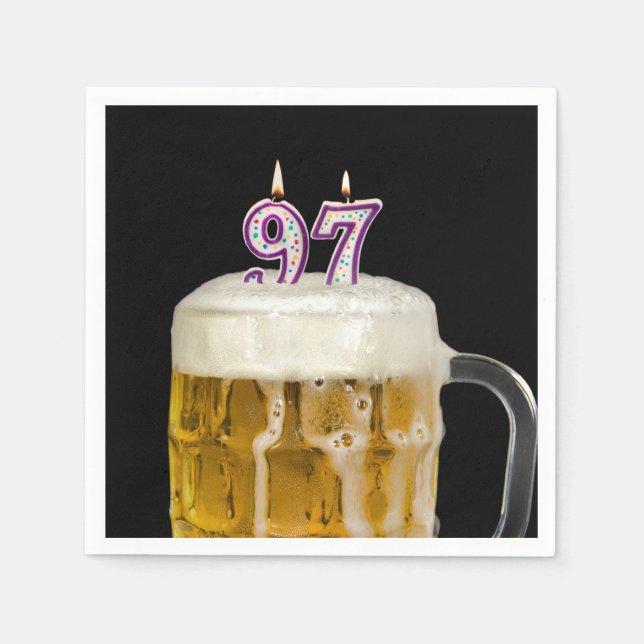 97th Birthday Beer on black Napkin (Front)