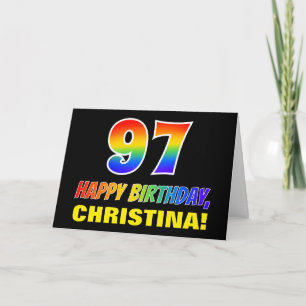 97th Birthday: Bold, Fun, Simple, Rainbow 97 Card