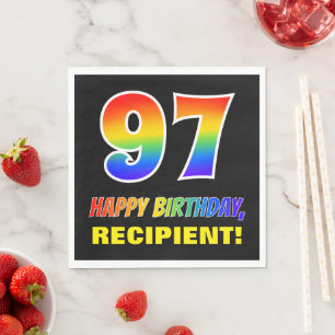 97th Birthday: Bold, Fun, Simple, Rainbow 97 Napkin