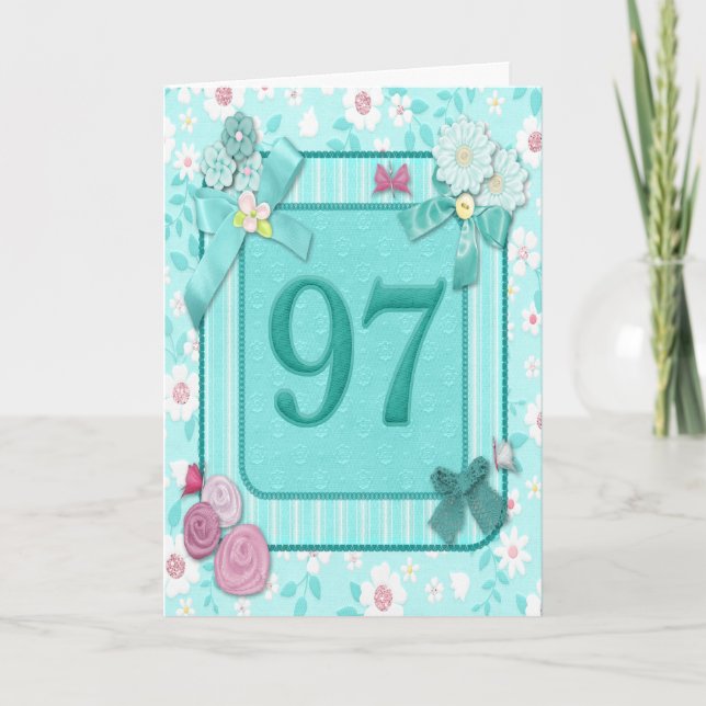 97th birthday card with flowers (Front)