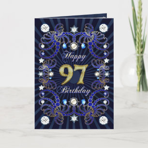 97th birthday card with masses of jewels
