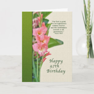 97th Birthday Card with Pink Gladiolus