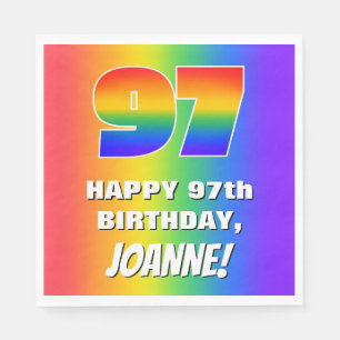 97th Birthday: Colourful, Fun Rainbow Pattern # 97 Napkin