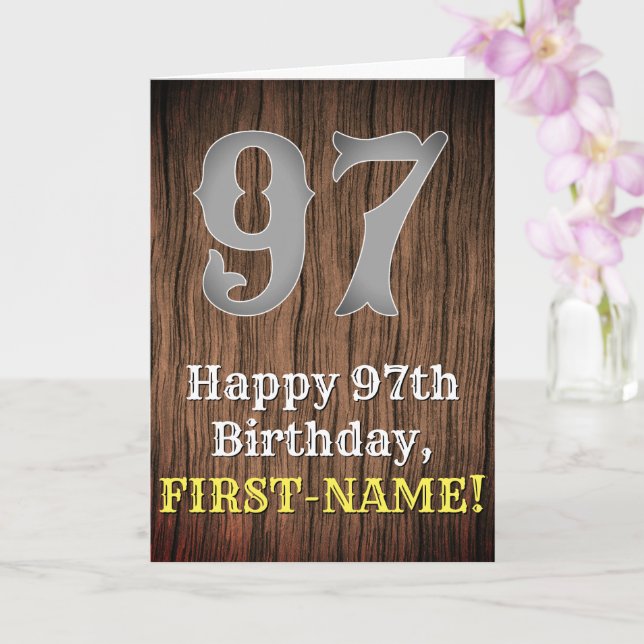 97th Birthday: Country Western Inspired Look, Name Card (Orchid)