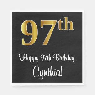 97th Birthday ~ Elegant Luxurious Faux Gold Look # Napkin