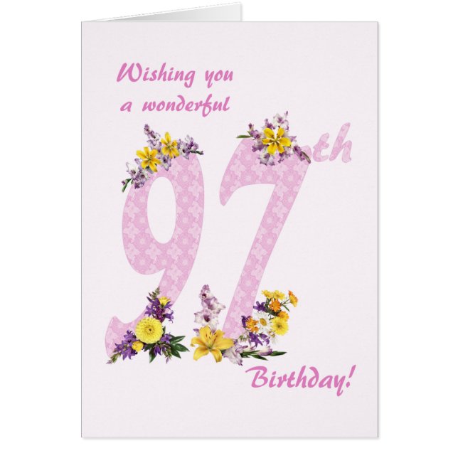 97th Birthday Flower Decorated Numbers (Front)