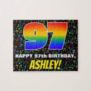 97th Birthday — Fun, Colourful Music Symbols & “97 Jigsaw Puzzle