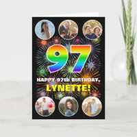 97th Birthday: Fun Rainbow #, Custom Name & Photos