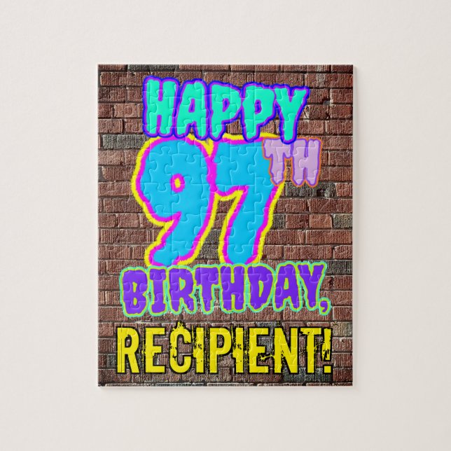97th Birthday ~ Fun, Urban Graffiti Inspired Look Jigsaw Puzzle (Vertical)