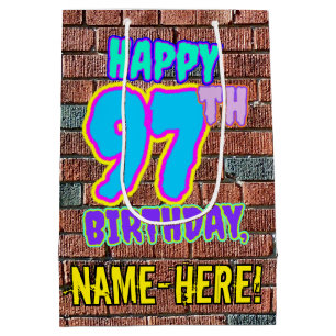 97th Birthday: Fun, Urban Graffiti Inspired Look Medium Gift Bag