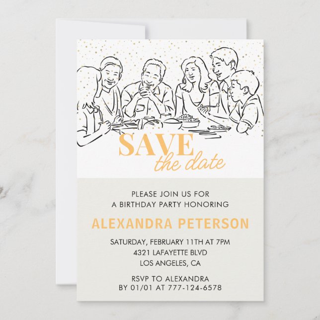 97th birthday invitations Save the date Dinner (Front)