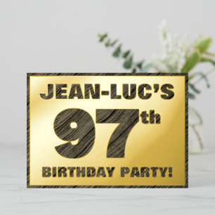 97th Birthday Party — Bold, Faux Wood Grain Text