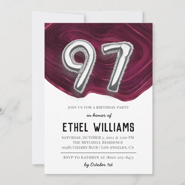 97th Birthday Party Invitation (Front)