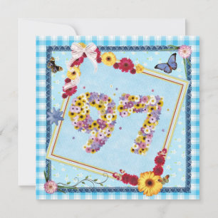 97th Birthday party Invitation flowers,butterflies