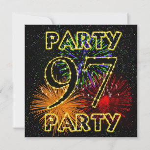 97th birthday party invitation with fireworks