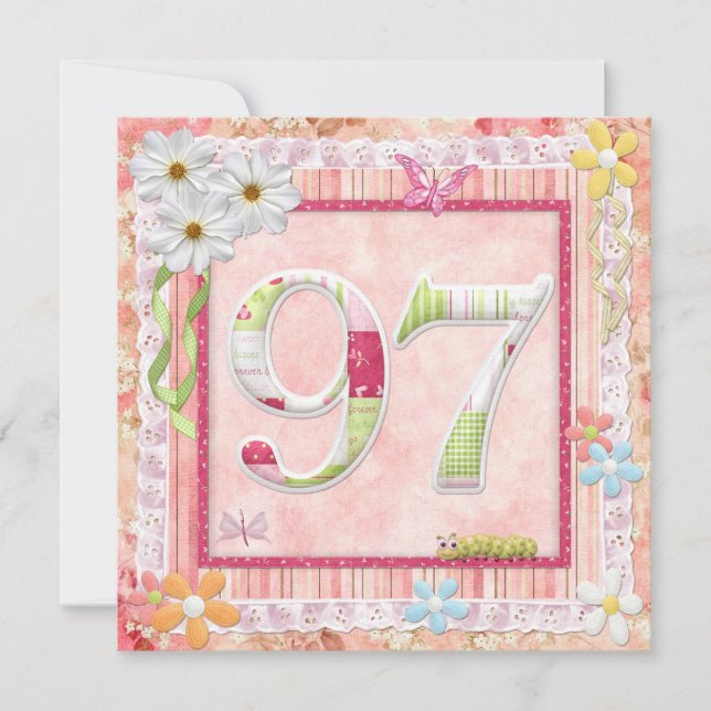 97th birthday party scrapbooking style invitation (Front)