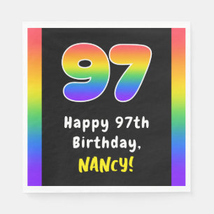 97th Birthday: Rainbow Spectrum # 97, Custom Name Napkin