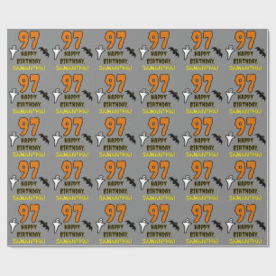 97th Birthday: Spooky Halloween Theme, Custom Name Wrapping Paper
