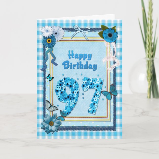 97th Birthday with a scrapbook effect Card (Front)