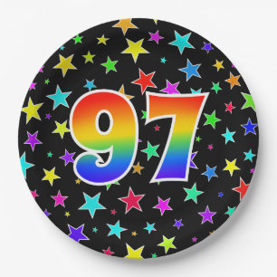 97th Event: Bold, Fun, Colourful Rainbow 97 Paper Plate