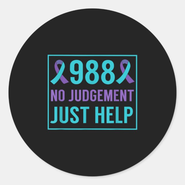 988 Day - September 8 - Suicide Prevention Awarene Classic Round Sticker (Front)