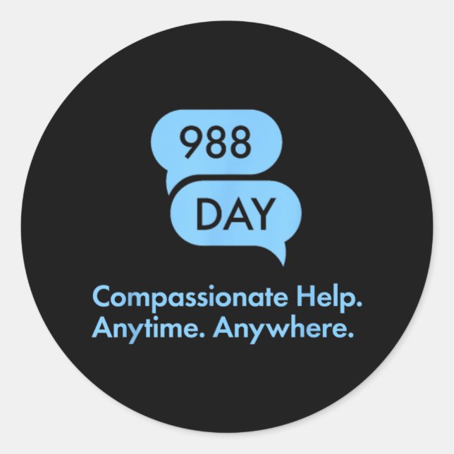 988 Day - Suprt Suicide Prevention 9_8 988 Day  Classic Round Sticker (Front)