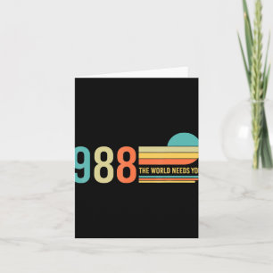 988 Hotline He World Needs You Mental Retro Health Card