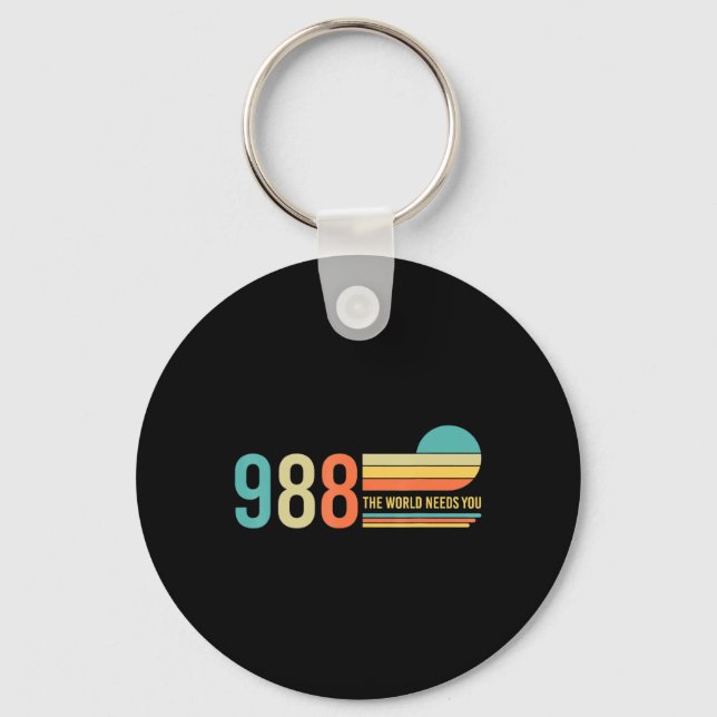 988 Hotline He World Needs You Mental Retro Health Key Ring (Front)