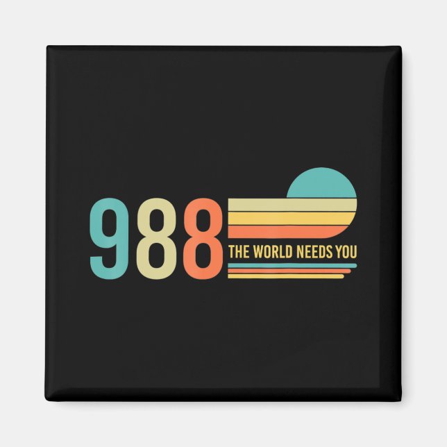 988 Hotline He World Needs You Mental Retro Health Magnet (Front)