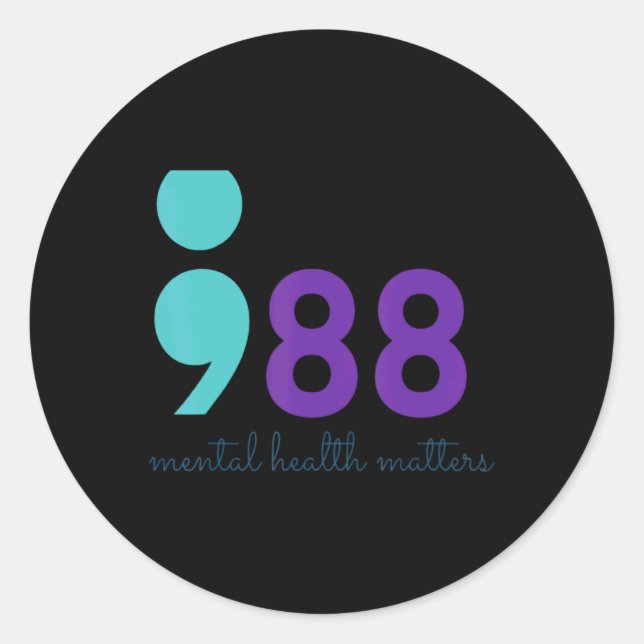 988 Mental Hralth S Suicide Prevention Aware  Classic Round Sticker (Front)