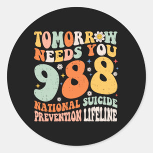 988 Prevention Awareness Retro Groovy Men Women Classic Round Sticker