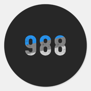 988 prevention hotline health awareness classic round sticker