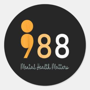 988 Semicolon Mental Health S Suicide Preven Classic Round Sticker