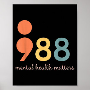 988 Semicolon Mental Health S Suicide Prevention 9 Poster