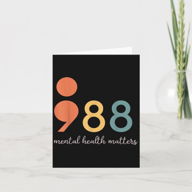 988 Semicolon Mental Health S Suicide Prevention  Card (Front)
