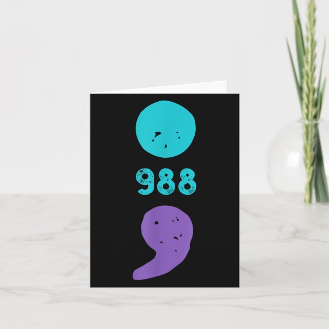 988 Semicolon Mental Health S Suicide Prevention  Card (Front)