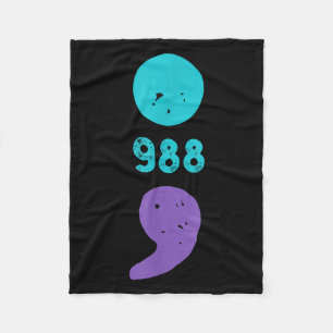 988 Semicolon Mental Health S Suicide Prevention  Fleece Blanket