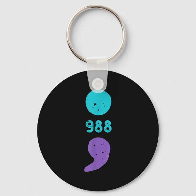 988 Semicolon Mental Health S Suicide Prevention  Key Ring (Front)