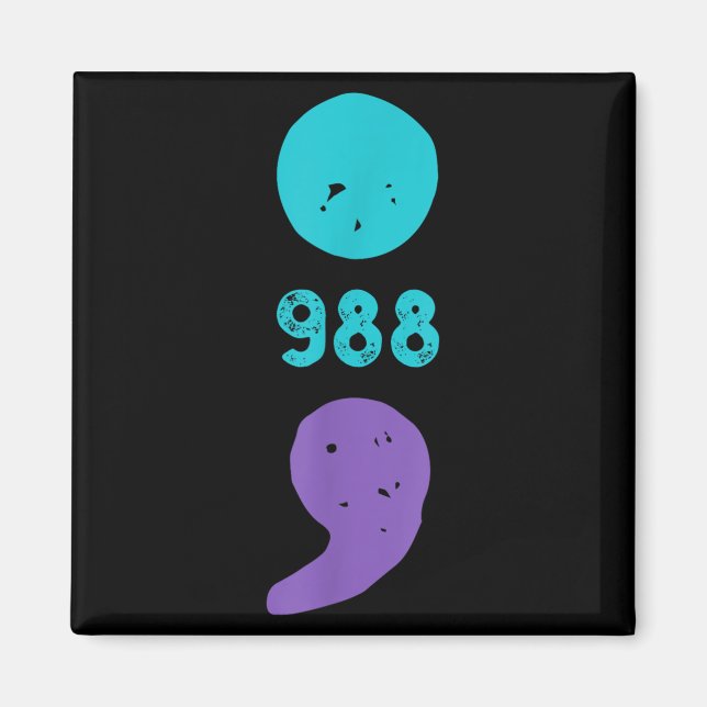 988 Semicolon Mental Health S Suicide Prevention  Magnet (Front)