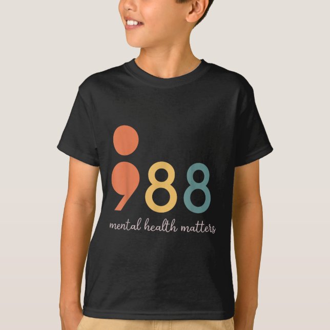 988 Semicolon Mental Health S Suicide Prevention  T-Shirt (Front)