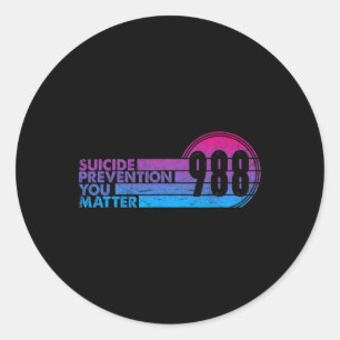 988 Shirt Suicide Prevention Lifeline 988 Awarenes Classic Round Sticker