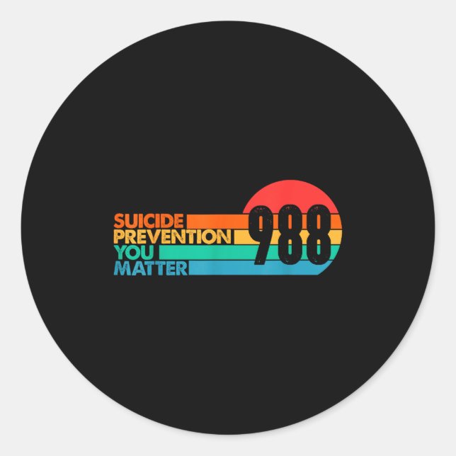 988 Shirt Suicide Prevention Lifeline 988 Awarenes Classic Round Sticker (Front)