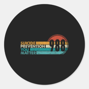 988 Shirt Suicide Prevention Lifeline 988 Awarenes Classic Round Sticker