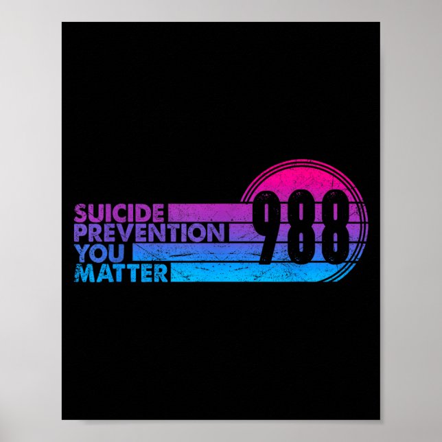 988 Shirt Suicide Prevention Lifeline 988 Awarenes Poster (Front)